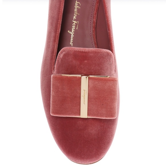 New Salvatore Ferragamo Sarno T Ballet Flats Velvet Loafers bow Vara Varina - Picture 8 of 17